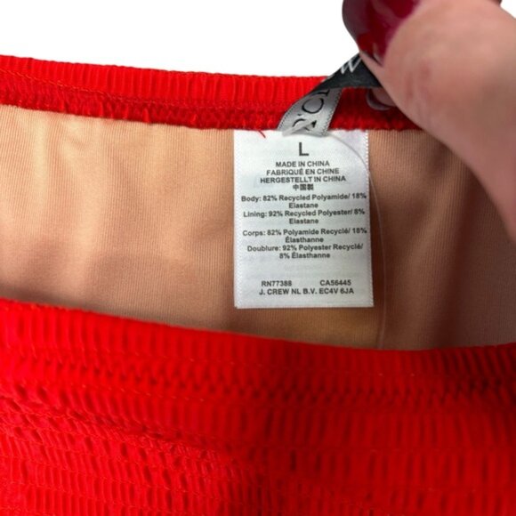NWT J. CREW Red Smocked Textured String Cheeky Bikini Bottom Size Large Side Tie - Picture 7 of 7